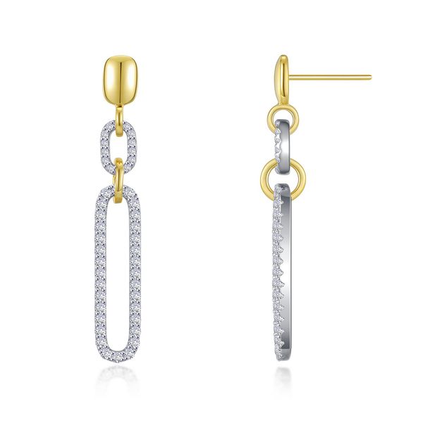 Lafonn Two-Tone Paperclip Link Earrings 1.24 CTW Bradley's Jewelers Jacksonville, NC