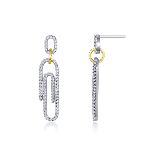 Lafonn Two-Tone Paperclip Link Earrings 1.50 CTW Bradley's Jewelers Jacksonville, NC