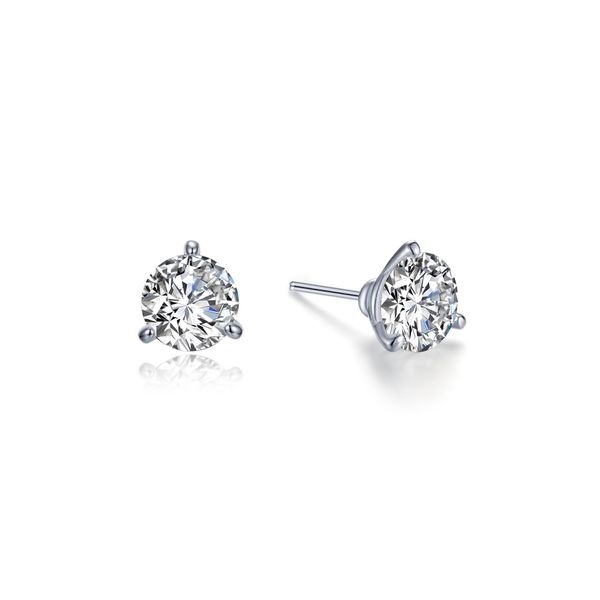 Lafonn 1.00 CTW Three-Prong Martini Stud Earrings in Platinum-Plated Sterling Silver Bradley's Jewelers Jacksonville, NC
