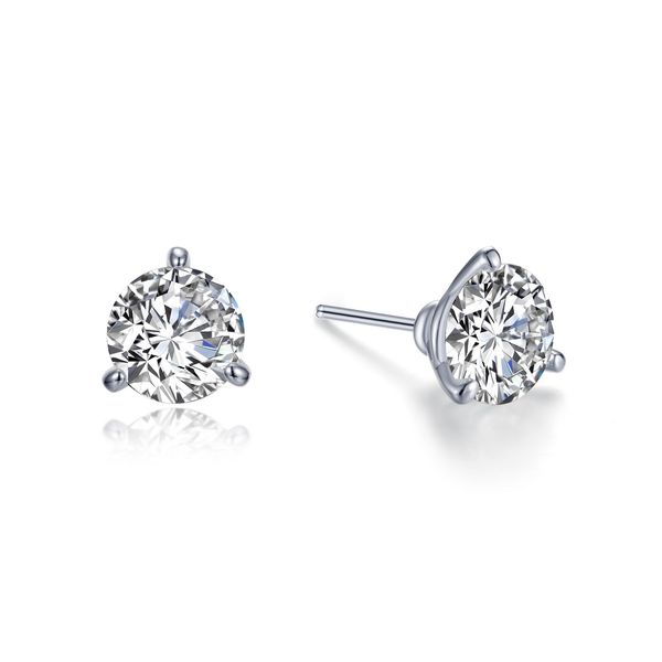 Lafonn 2.50 CTW Three-Prong Martini Stud Earrings in Platinum-Plated Sterling Silver Bradley's Jewelers Jacksonville, NC