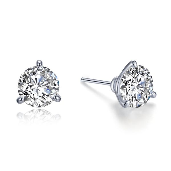 Lafonn 4.00 CTW Three-Prong Martini Stud Earrings in Platinum-Plated Sterling Silver Bradley's Jewelers Jacksonville, NC