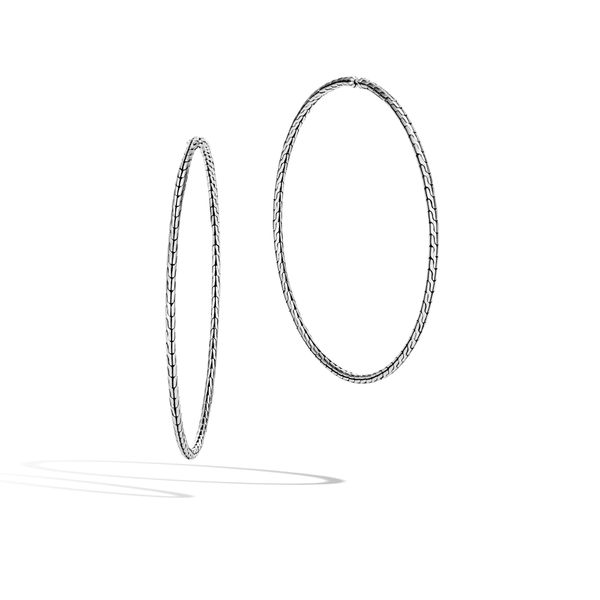 John Hardy Sterling Silver Classic Chain Extra Large Hoop Earrings Bradley's Jewelers Jacksonville, NC