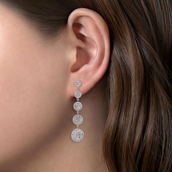 Gabriel & Co Sterling Silver 1.05Ctw White Sapphire Bujukan Long Drop Earrings Image 2 Bradley's Jewelers Jacksonville, NC
