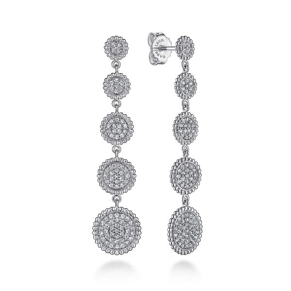 Gabriel & Co Sterling Silver 1.05Ctw White Sapphire Bujukan Long Drop Earrings Bradley's Jewelers Jacksonville, NC