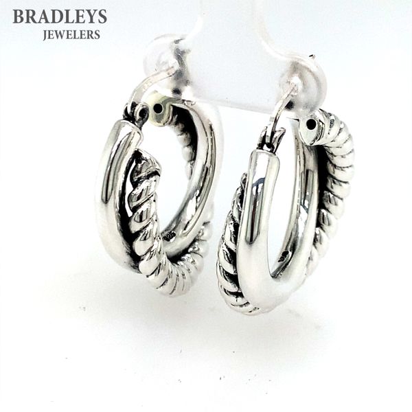 Sterling Silver Double Hoop Braid Earrings Bradley's Jewelers Jacksonville, NC