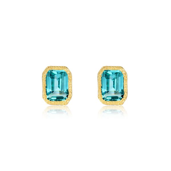 2.12 CTW Light Blue Lab-Grown Sapphire Solitaire Stud Earrings Bradley's Jewelers Jacksonville, NC