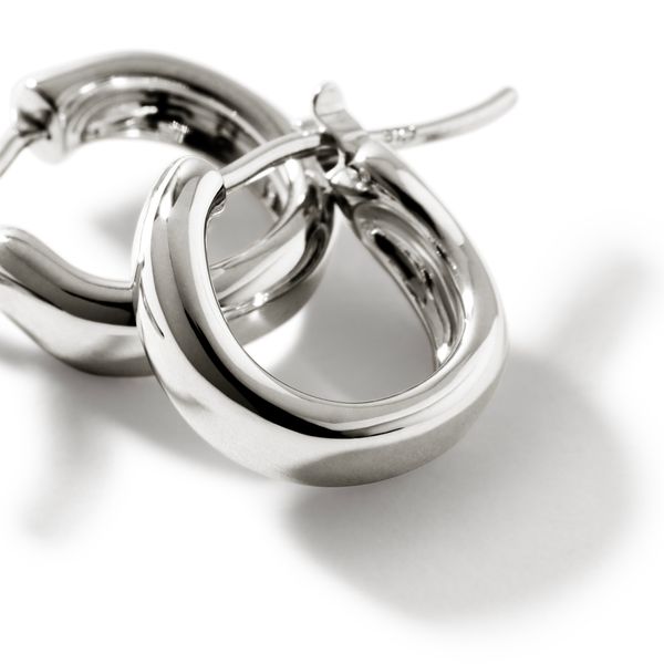 John Hardy Sterling Silver Surf Extra Small Hoop Earrings | 12MM Image 2 Bradley's Jewelers Jacksonville, NC