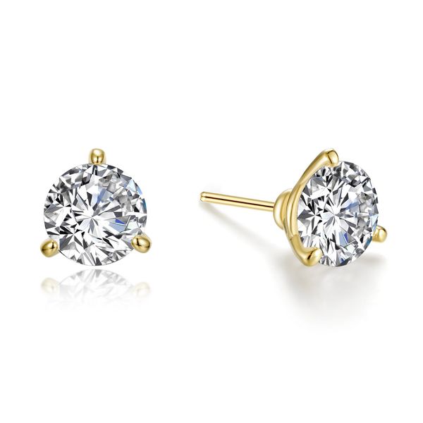 Lafonn 4.00 CTW Three-Prong Martini Stud Earrings in Gold-Plated Sterling Silver Bradley's Jewelers Jacksonville, NC