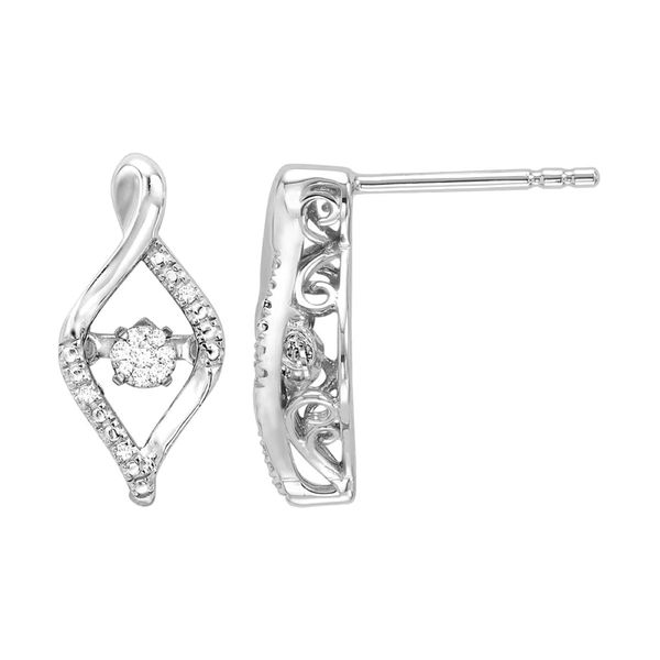 Sterling Silver Diamond Rhythm of Love Earrings | .07 CTW Earrings Image 2 Bradley's Jewelers Jacksonville, NC