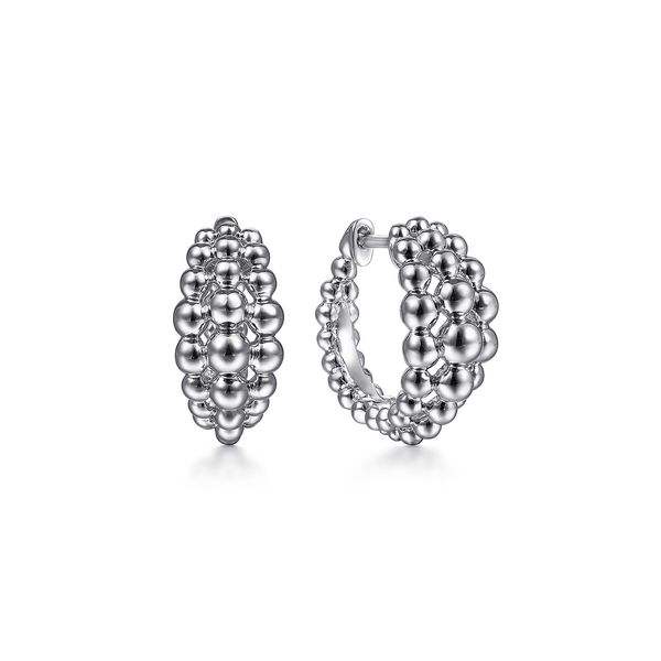 Gabriel & Co Sterling Silver 15mm Beaded Huggie Earrings Bradley's Jewelers Jacksonville, NC