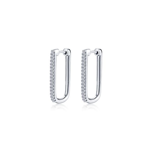 Lafonn Rectangular Pavé Hoop Earrings 0.32 CTW Bradley's Jewelers Jacksonville, NC
