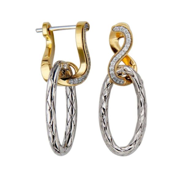 Charles Garnier Mesh Oval Drop Earrings | CZ Two Tone Finish Bradley's Jewelers Jacksonville, NC