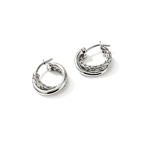John Hardy Essentials Silver Crossover Hoop Earrings Image 2 Bradley's Jewelers Jacksonville, NC