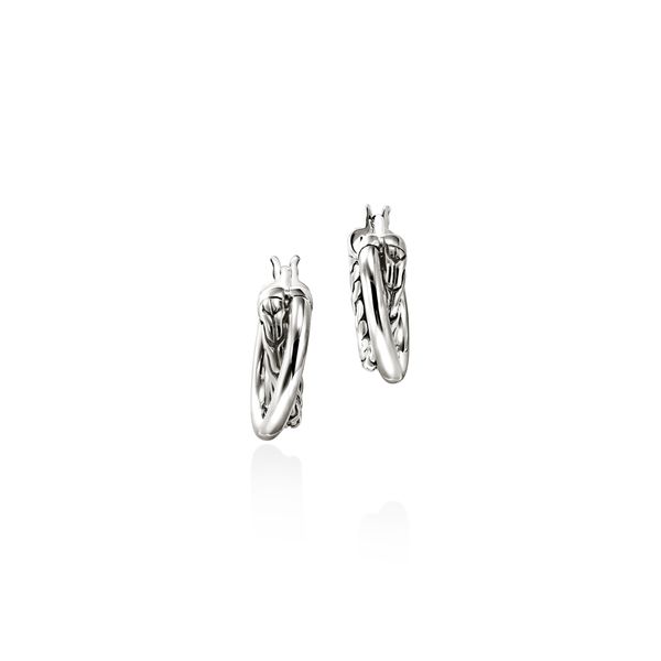 John Hardy Essentials Silver Crossover Hoop Earrings Image 3 Bradley's Jewelers Jacksonville, NC
