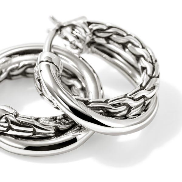 John Hardy Essentials Silver Crossover Hoop Earrings Image 4 Bradley's Jewelers Jacksonville, NC