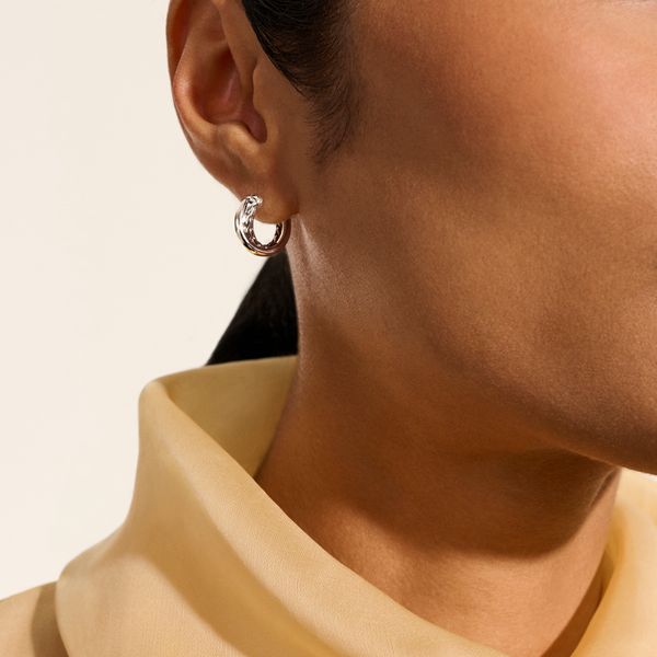 John Hardy Essentials Silver Crossover Hoop Earrings Image 5 Bradley's Jewelers Jacksonville, NC