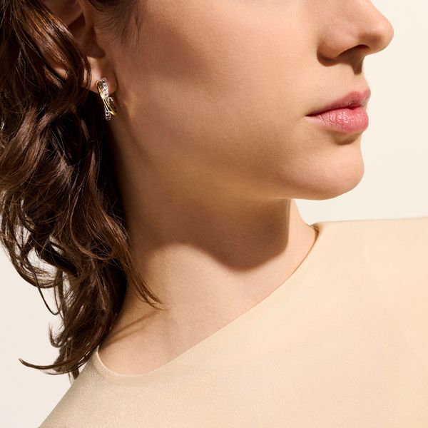 John Hardy Essentials 14K Yellow Gold & Sterling Silver Crossover Earrings Image 5 Bradley's Jewelers Jacksonville, NC