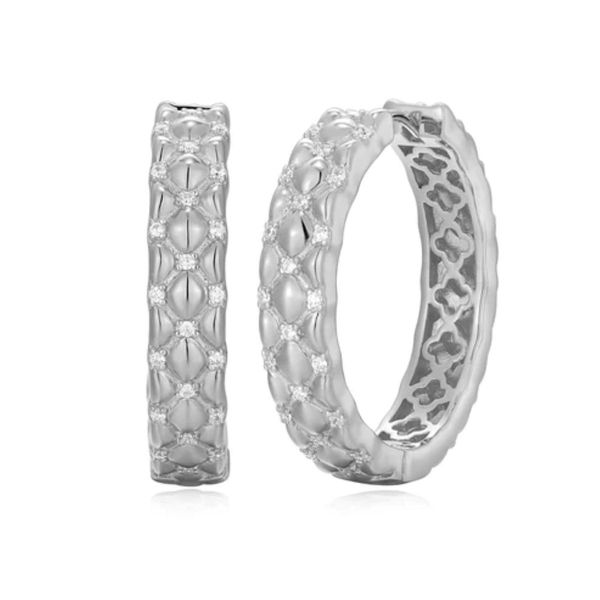 Charles Garnier Sterling Silver Quilted CZ Earrings | 25MM Bradley's Jewelers Jacksonville, NC