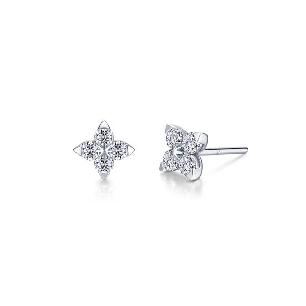 Lafonn 0.88 CTW Simulated Diamond Flower Stud Earrings in Platinum-Plated Sterling Silver Bradley's Jewelers Jacksonville, NC