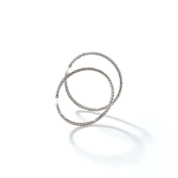John Hardy Essentials Sterling Silver Large Hoop Earrings 50mm Image 2 Bradley's Jewelers Jacksonville, NC