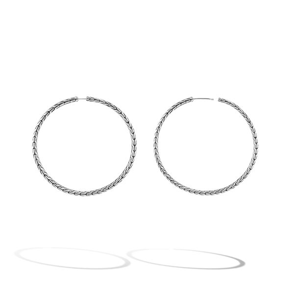 John Hardy Essentials Sterling Silver Large Hoop Earrings 50mm Image 3 Bradley's Jewelers Jacksonville, NC