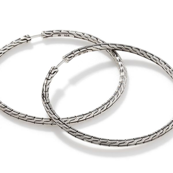 John Hardy Essentials Sterling Silver Large Hoop Earrings 50mm Image 4 Bradley's Jewelers Jacksonville, NC
