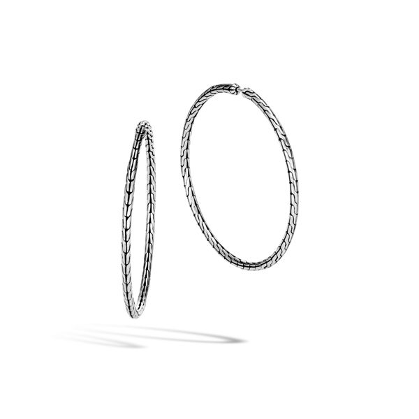 John Hardy Essentials Sterling Silver Large Hoop Earrings 50mm Bradley's Jewelers Jacksonville, NC