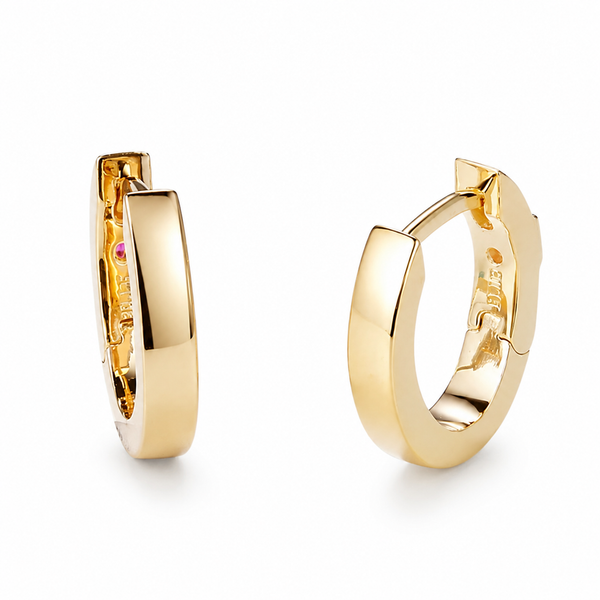 ELLE Yellow Gold Plated Huggie Hoop Earrings Bradley's Jewelers Jacksonville, NC