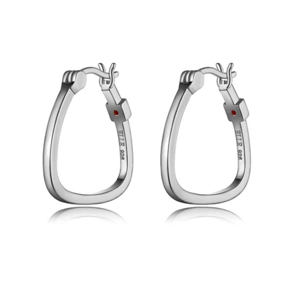 ELLE Trinity Rhodium Plated Triangle Hoop Earrings | 19x21.5mm Bradley's Jewelers Jacksonville, NC