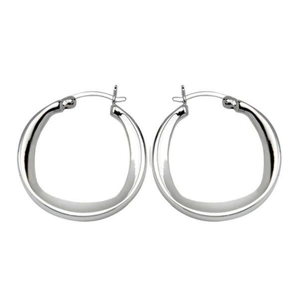 ELLE Rhodium Plated Silver 30MM Hoop Earrings Bradley's Jewelers Jacksonville, NC