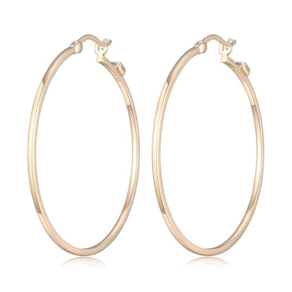 ELLE Yellow Gold Plated 45MM Hoop Earrings Bradley's Jewelers Jacksonville, NC