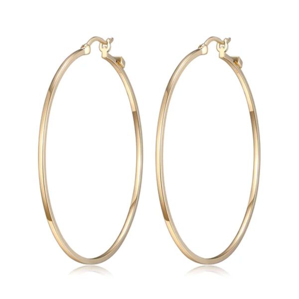 ELLE Yellow Gold Plated 55mm Hoop Earrings | Statement Gold Hoops Bradley's Jewelers Jacksonville, NC