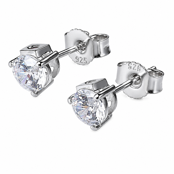 ELLE Martini Rhodium Plated CZ Stud Earrings | 8mm Bradley's Jewelers Jacksonville, NC