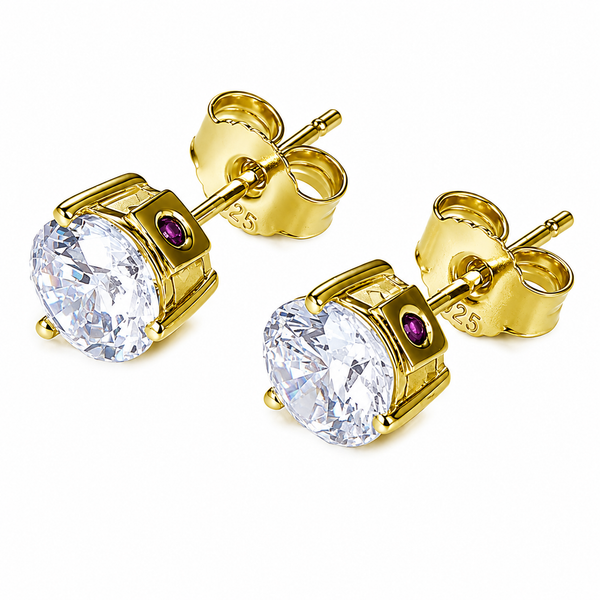 ELLE Yellow Gold Plated Martini CZ Stud Earrings | 6.25mm Bradley's Jewelers Jacksonville, NC