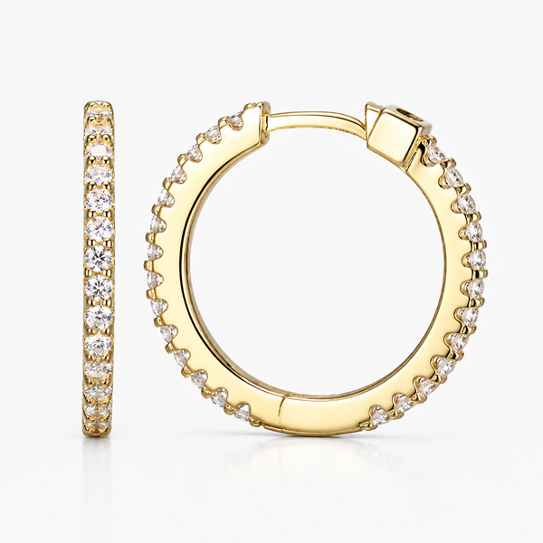 ELLE Stardust Gold Plated CZ Round Hoop Earrings | 20MM Bradley's Jewelers Jacksonville, NC