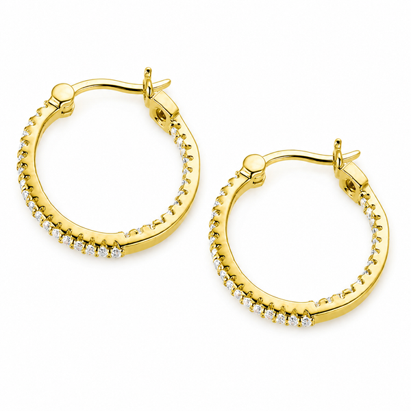 ELLE Rodeo Drive Gold Plated CZ Hoop Earrings | 20MM Bradley's Jewelers Jacksonville, NC