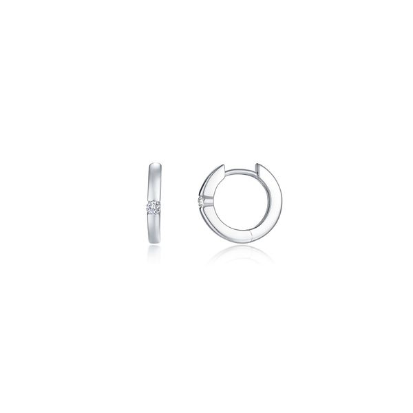 Lafonn Kate Small Huggie Hoop Earrings in Platinum-Plated Sterling Silver Bradley's Jewelers Jacksonville, NC
