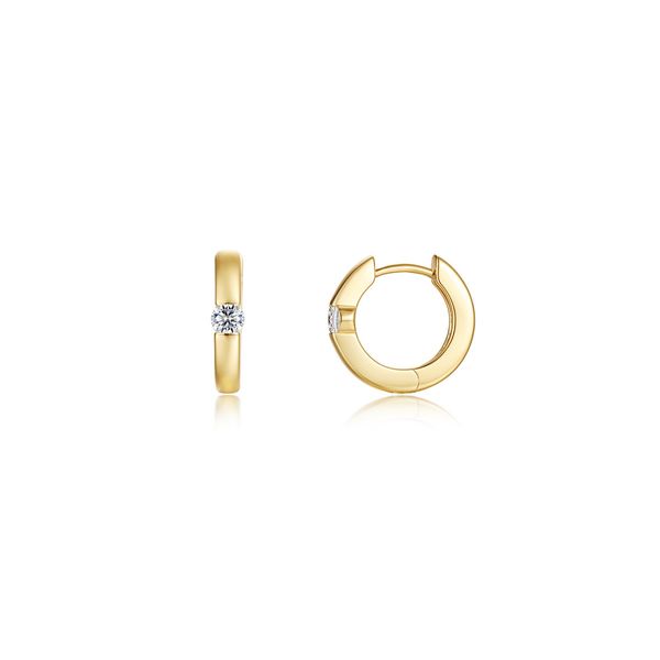 Lafonn Kate Medium Huggie Hoop Earrings in Gold-Plated Sterling Silver Bradley's Jewelers Jacksonville, NC