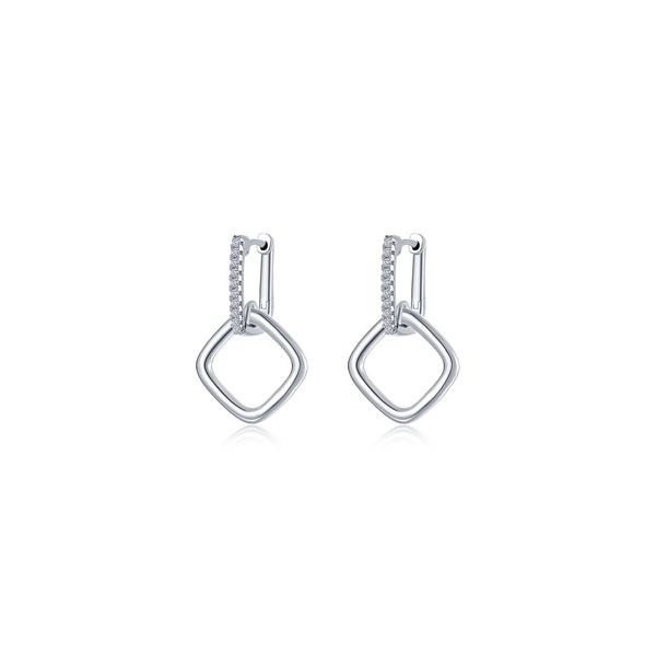 Lafonn Platinum-Plated Geometric Link Earrings 0.20 CTW Bradley's Jewelers Jacksonville, NC