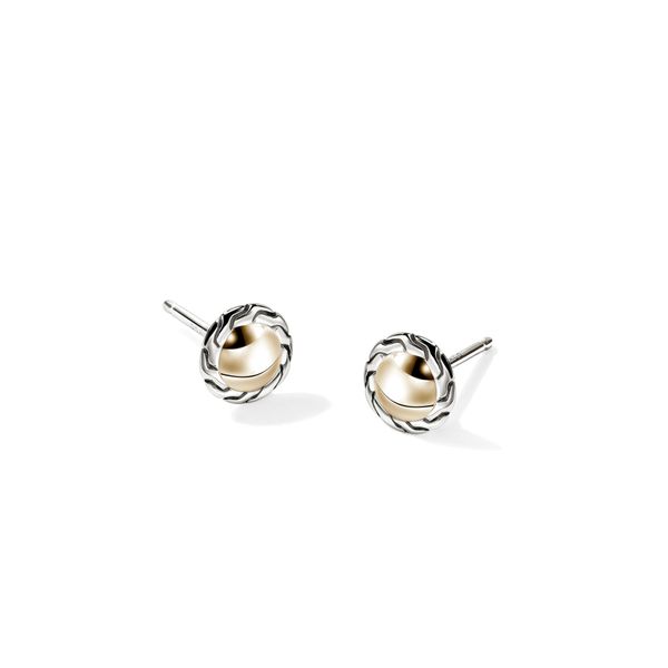 John Hardy Essentials 7mm Stud Earrings – 14K Yellow Gold & Silver Image 3 Bradley's Jewelers Jacksonville, NC