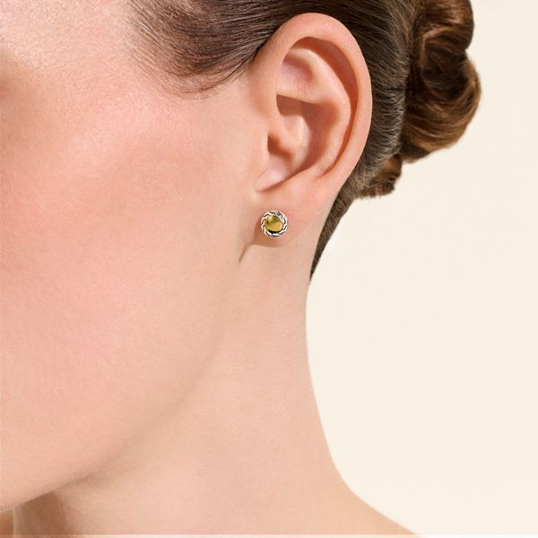 John Hardy Essentials 7mm Stud Earrings – 14K Yellow Gold & Silver Image 4 Bradley's Jewelers Jacksonville, NC