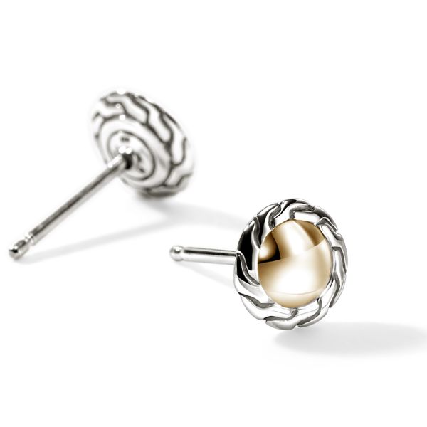 John Hardy Essentials 7mm Stud Earrings – 14K Yellow Gold & Silver Bradley's Jewelers Jacksonville, NC