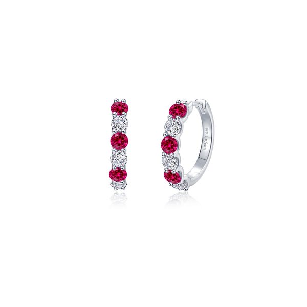 Lafonn Lab-Grown Ruby Josie Hoop Earrings 2.04 CTW Bradley's Jewelers Jacksonville, NC