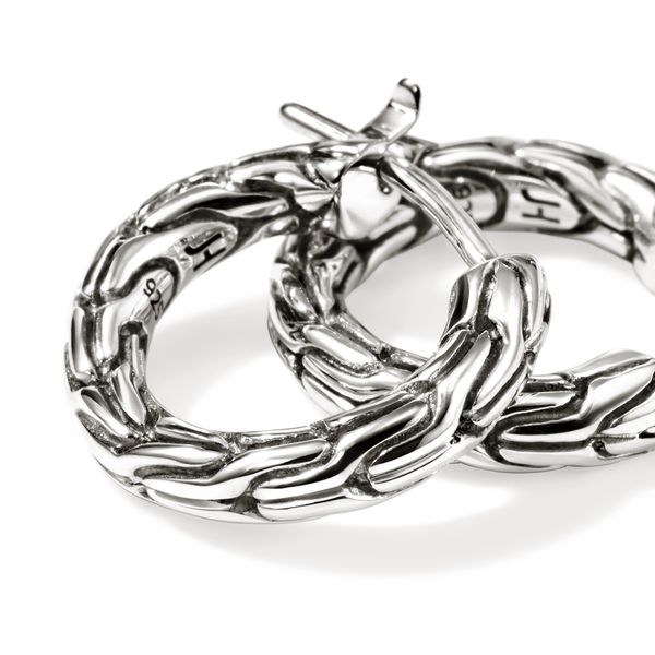 John Hardy Essentials 14mm Sterling Silver Hoop Earrings Image 3 Bradley's Jewelers Jacksonville, NC