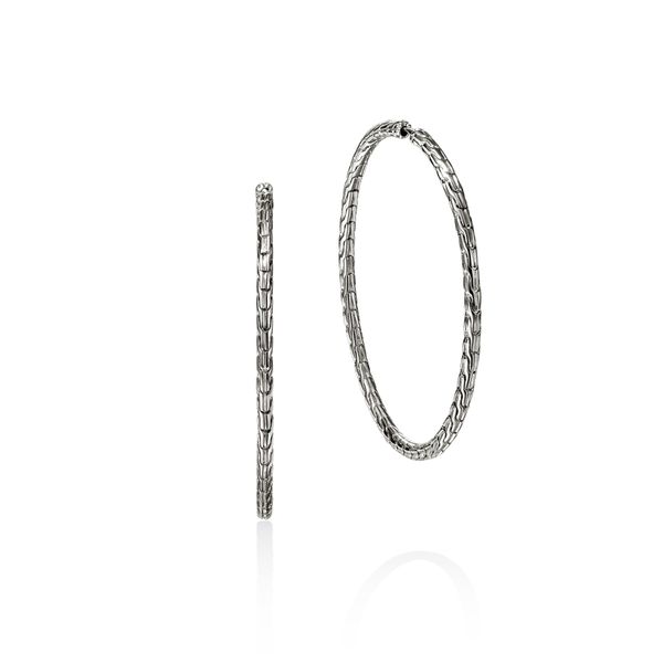 John Hardy Essentials 50mm Sterling Silver Hoop Earrings Bradley's Jewelers Jacksonville, NC
