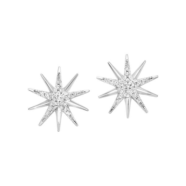 Sterling Silver Diamond Star Earrings | .10 CTW Celestial Earrings Bradley's Jewelers Jacksonville, NC