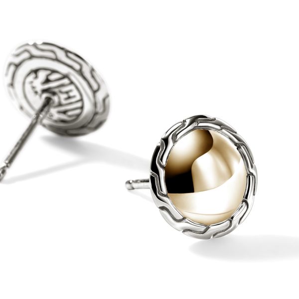 John Hardy Essentials 10mm Stud Earrings – 14K Yellow Gold & Silver Image 3 Bradley's Jewelers Jacksonville, NC