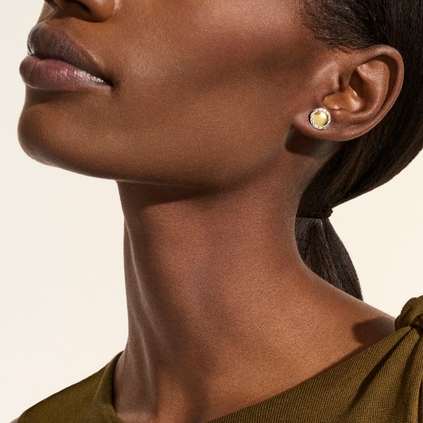 John Hardy Essentials 10mm Stud Earrings – 14K Yellow Gold & Silver Image 4 Bradley's Jewelers Jacksonville, NC