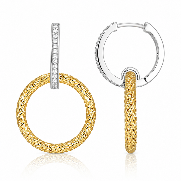 Charles Garnier White Sterling Silver Small CZ Hoop Earrings Bradley's Jewelers Jacksonville, NC