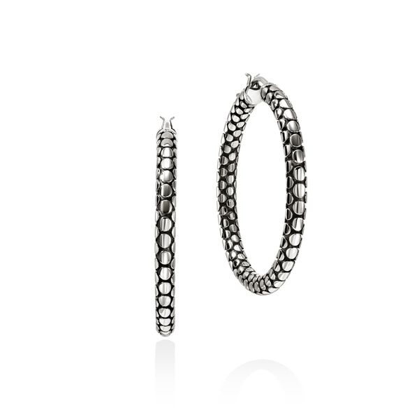 John Hardy Dot 37mm Sterling Silver Hoop Earrings Bradley's Jewelers Jacksonville, NC
